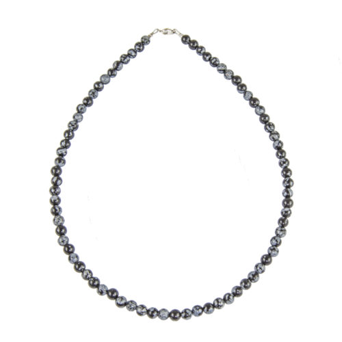 collar obsidiana copo de nieve piedras bolas 6mm