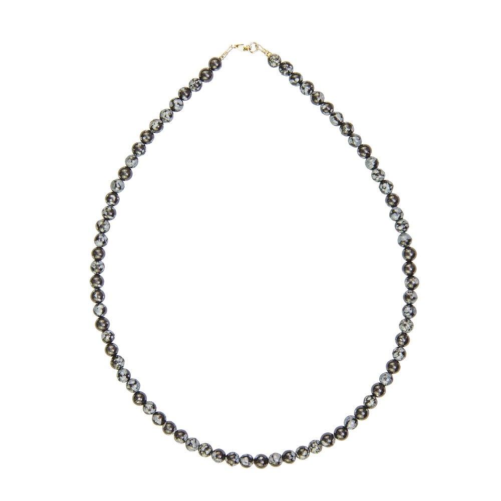 collar obsidiana copo de nieve piedras bolas 6mm