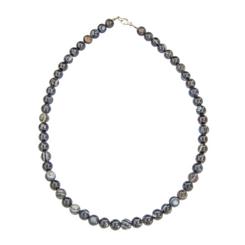 collar agata negra zona piedras bolas 8mm