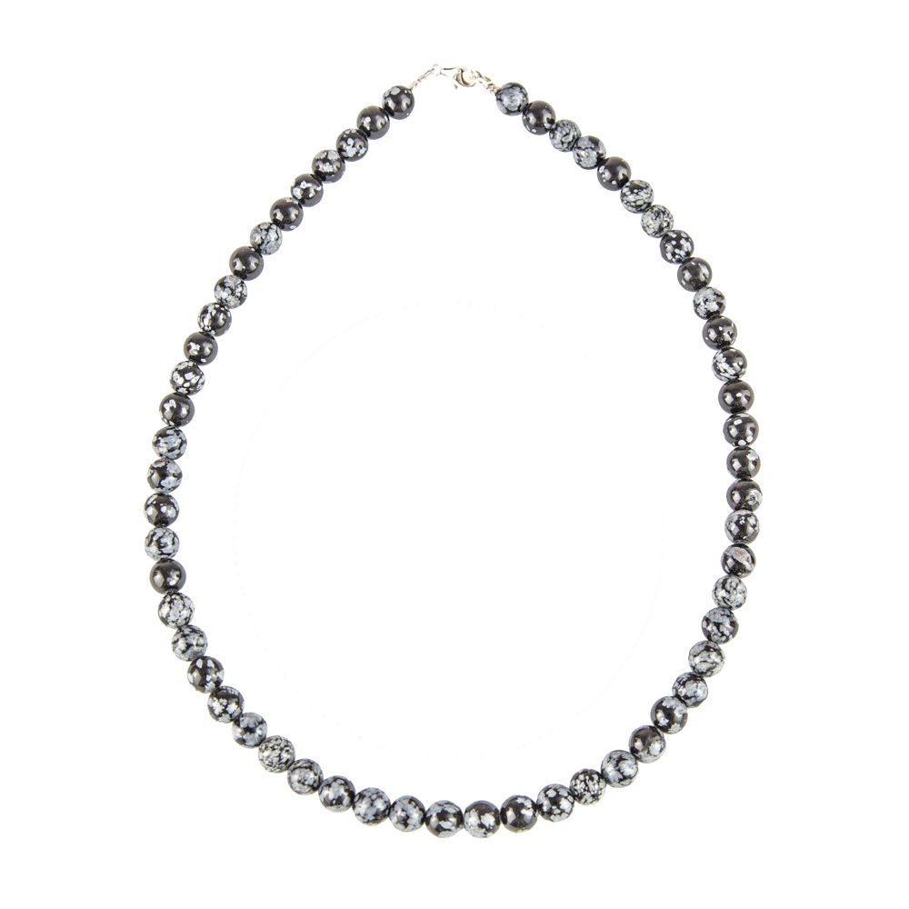 collar obsidiana copo de nieve piedras bolas 8mm