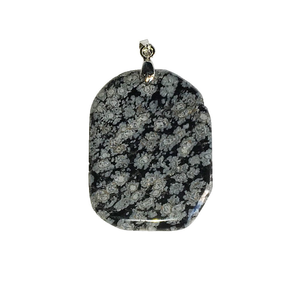 colgante obsidiana copo de nieve piedra plana