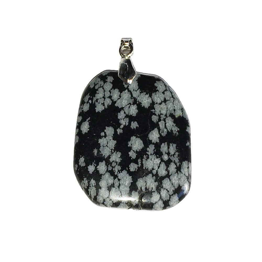 colgante obsidiana copo de nieve piedra plana