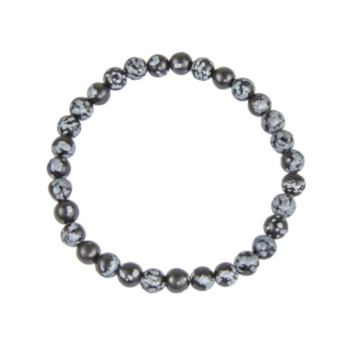 pulsera obsidiana copo de nieve piedras bolas 6mm