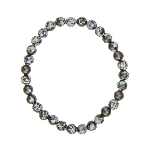 pulsera obsidiana copo de nieve piedras bolas 6mm