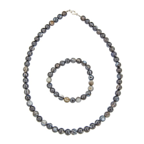 juego ágata negra zona piedras bolas 8mm