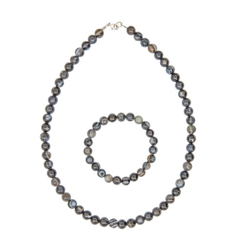 juego ágata negra zona piedras bolas 8mm