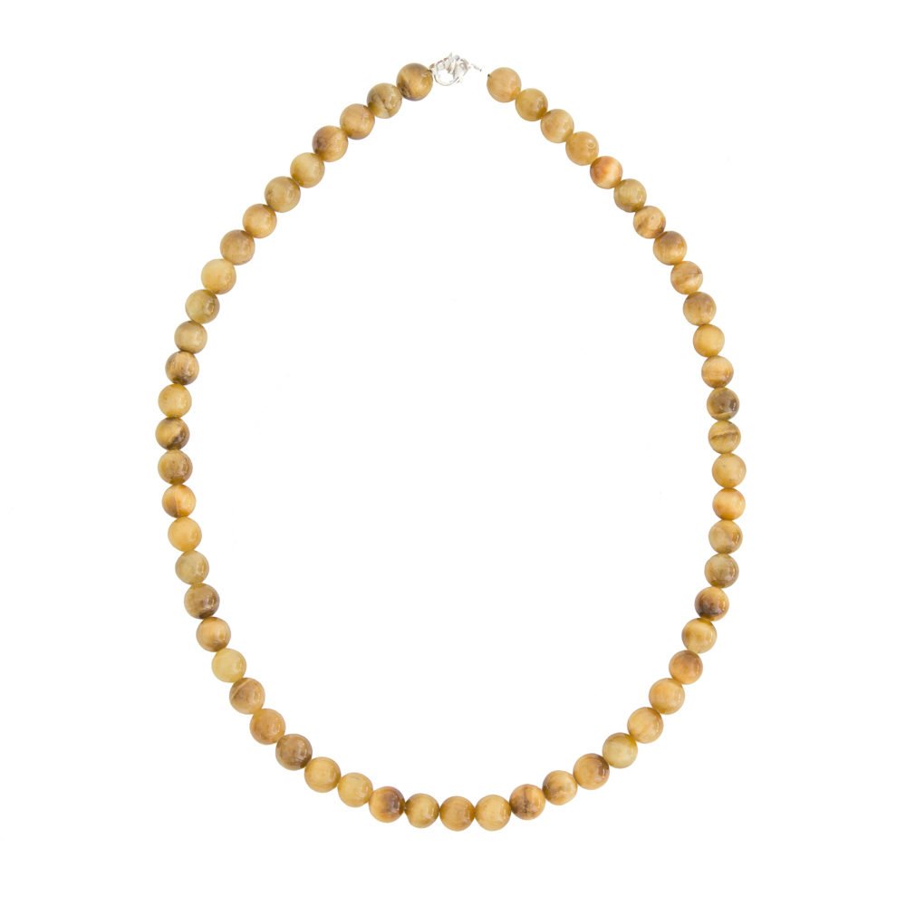 collar ojo de tigre dorado piedras bolas 8mm