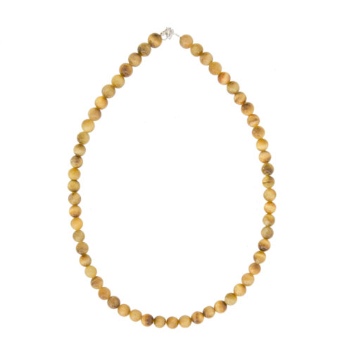 collar ojo de tigre dorado piedras bolas 8mm