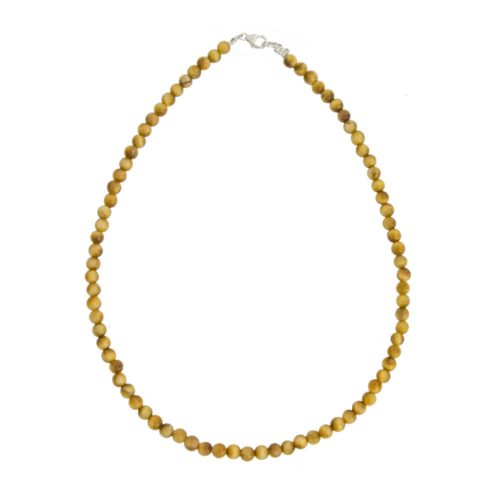 collar ojo de tigre dorado piedras bolas 6mm