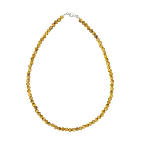 collar ojo de tigre dorado piedras bolas 6mm