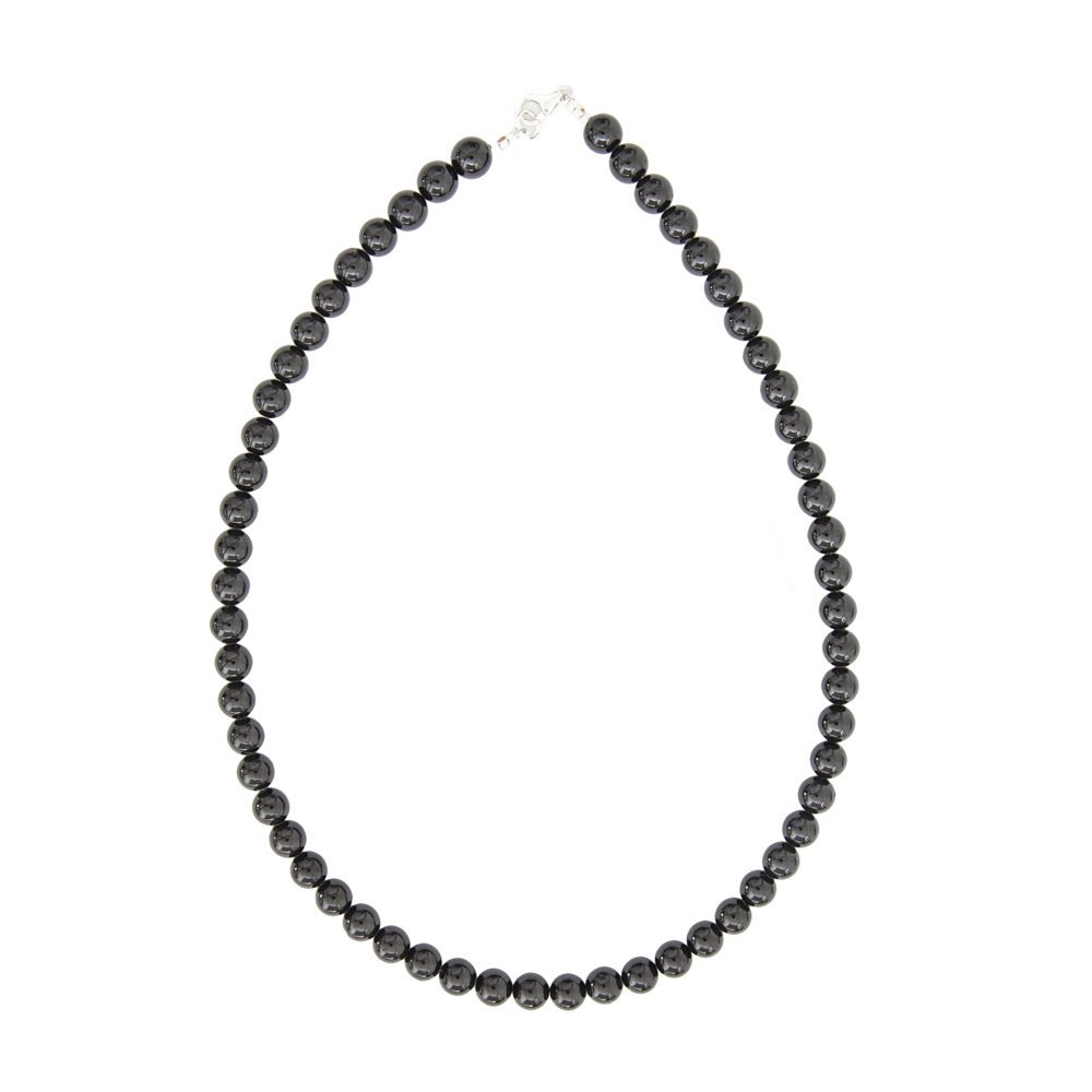 collar agata negra piedras bolas 8mm