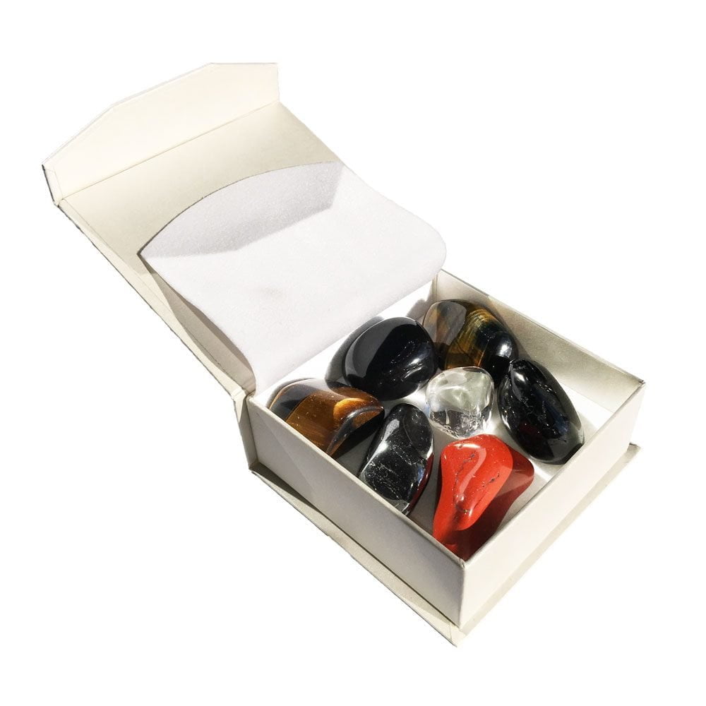 Caja 7 piedras rodadas 1er chakra