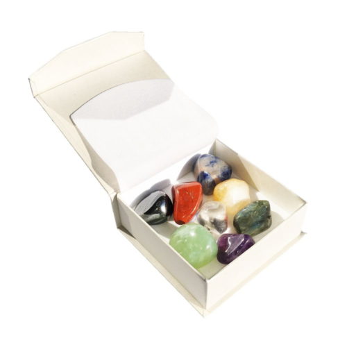 Caja 8 piedras rodadas 7 chakras