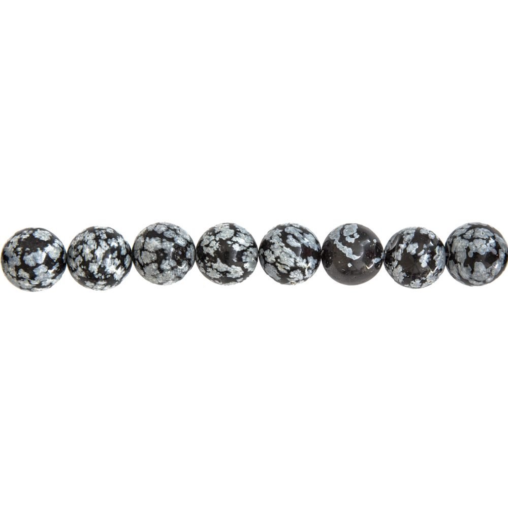hilo obsidiana copo de nieve piedras bolas 12mm
