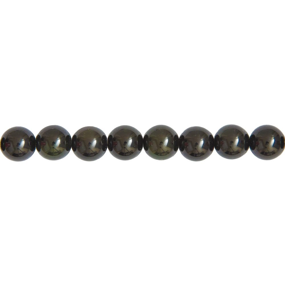 hilo obsidiana negra piedras bolas 12mm