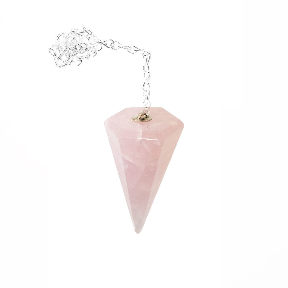 péndulo cuarzo rosa hexagonal