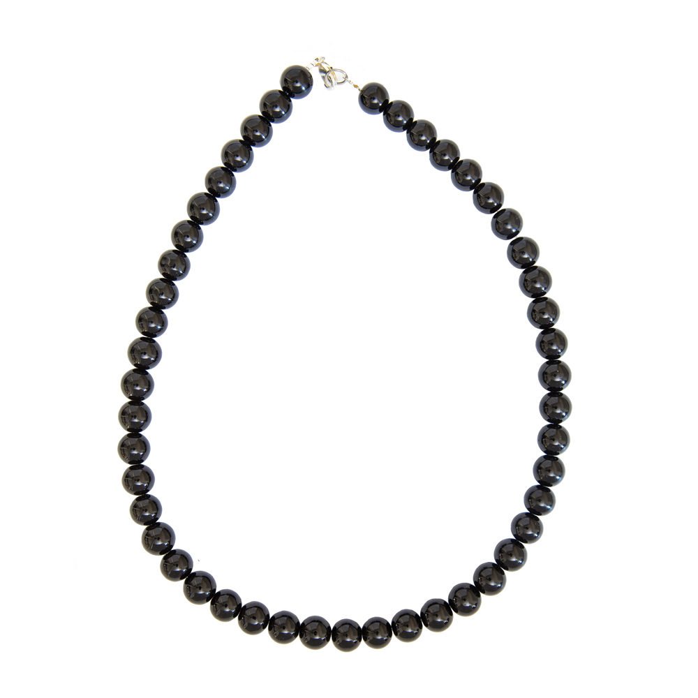 collar agata negra piedras bolas 10mm