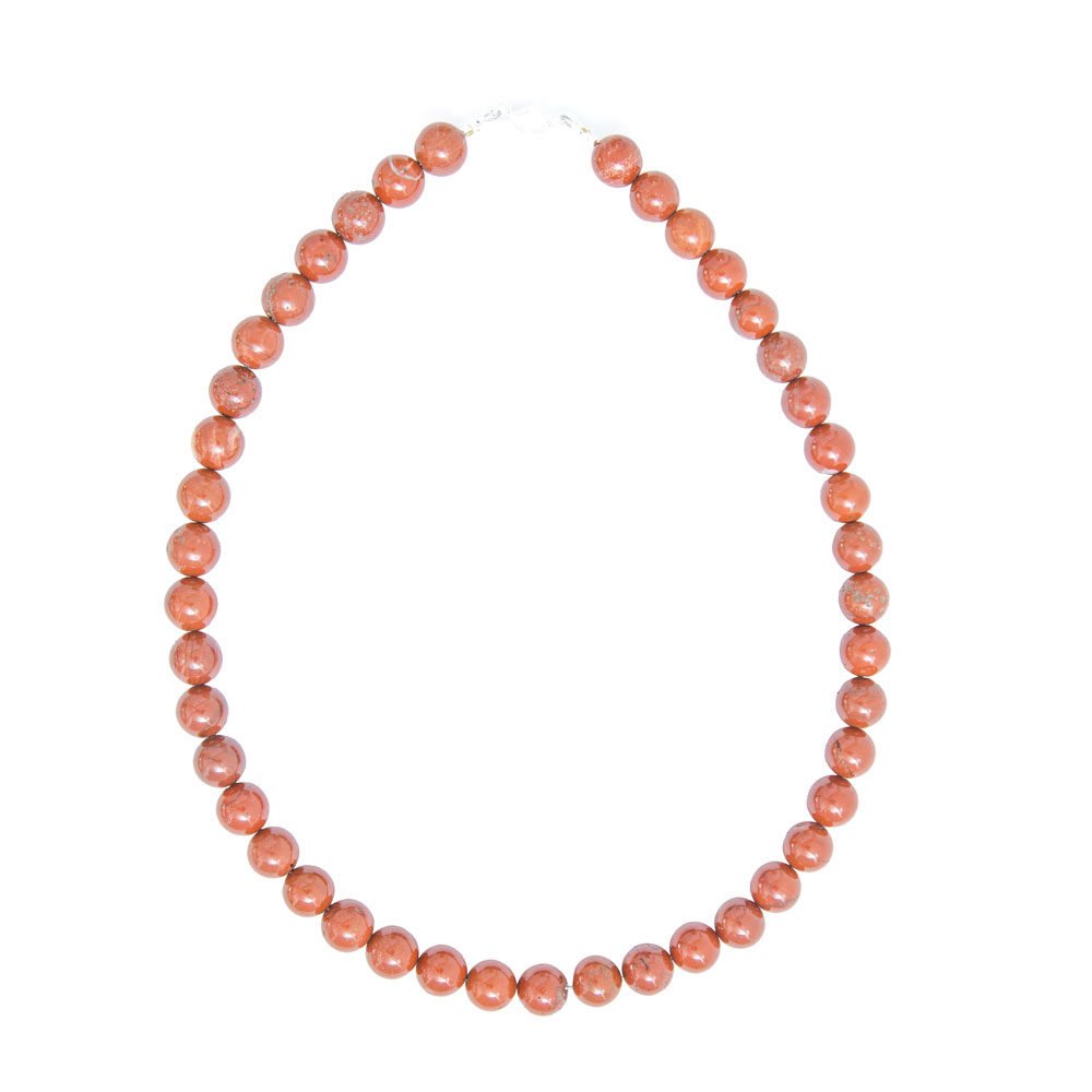 collar jaspe rojo piedras bolas 10mm