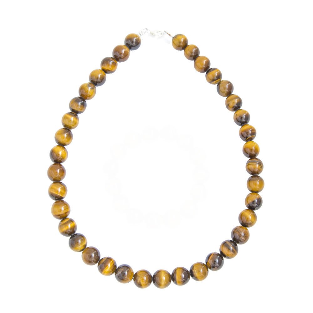 collar ojo de tigre piedras bolas 12mm