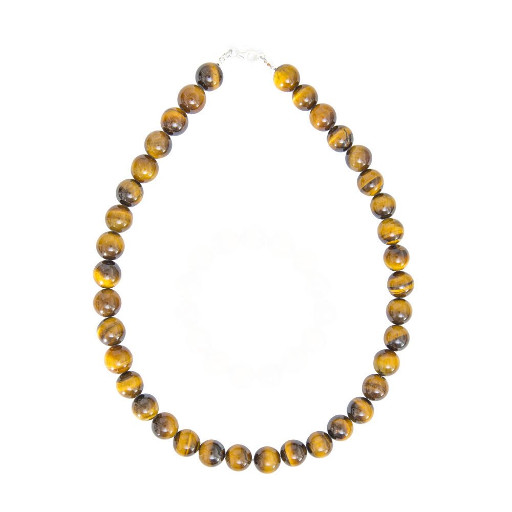 collar ojo de tigre piedras bolas 12mm
