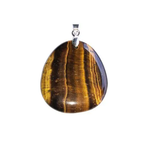 colgante ojo de tigre piedra plana