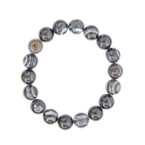 pulsera agata zona negra piedras bolas 10mm