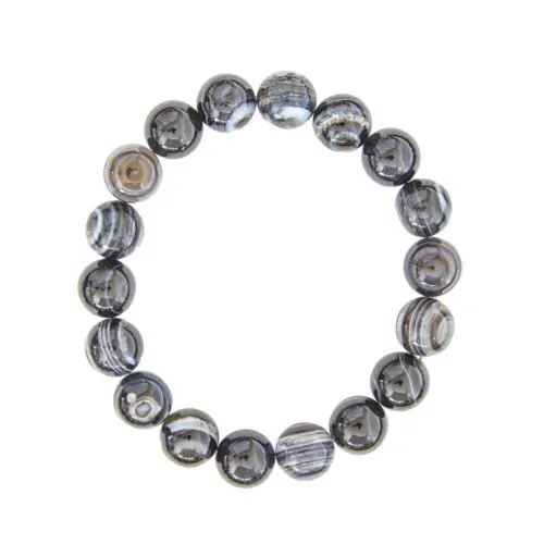 pulsera agata zona negra piedras bolas 10mm