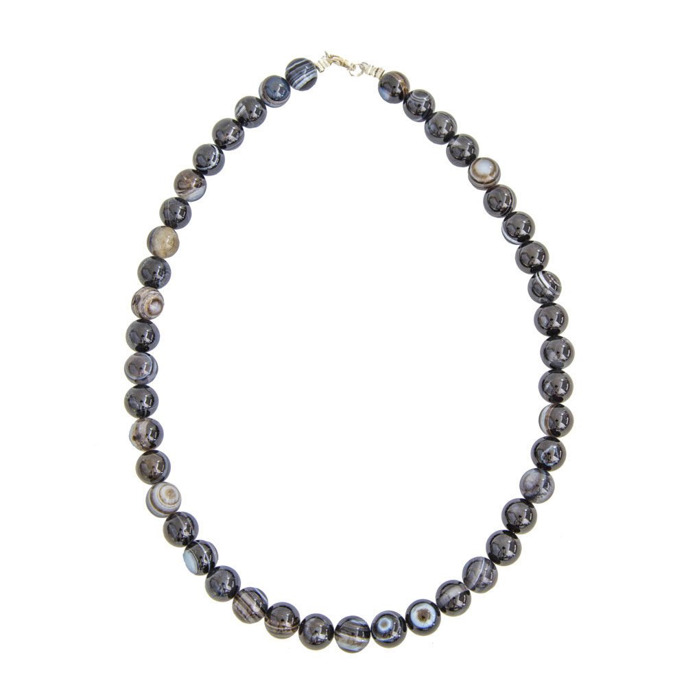 collar agata negra zona piedras bolas 10mm