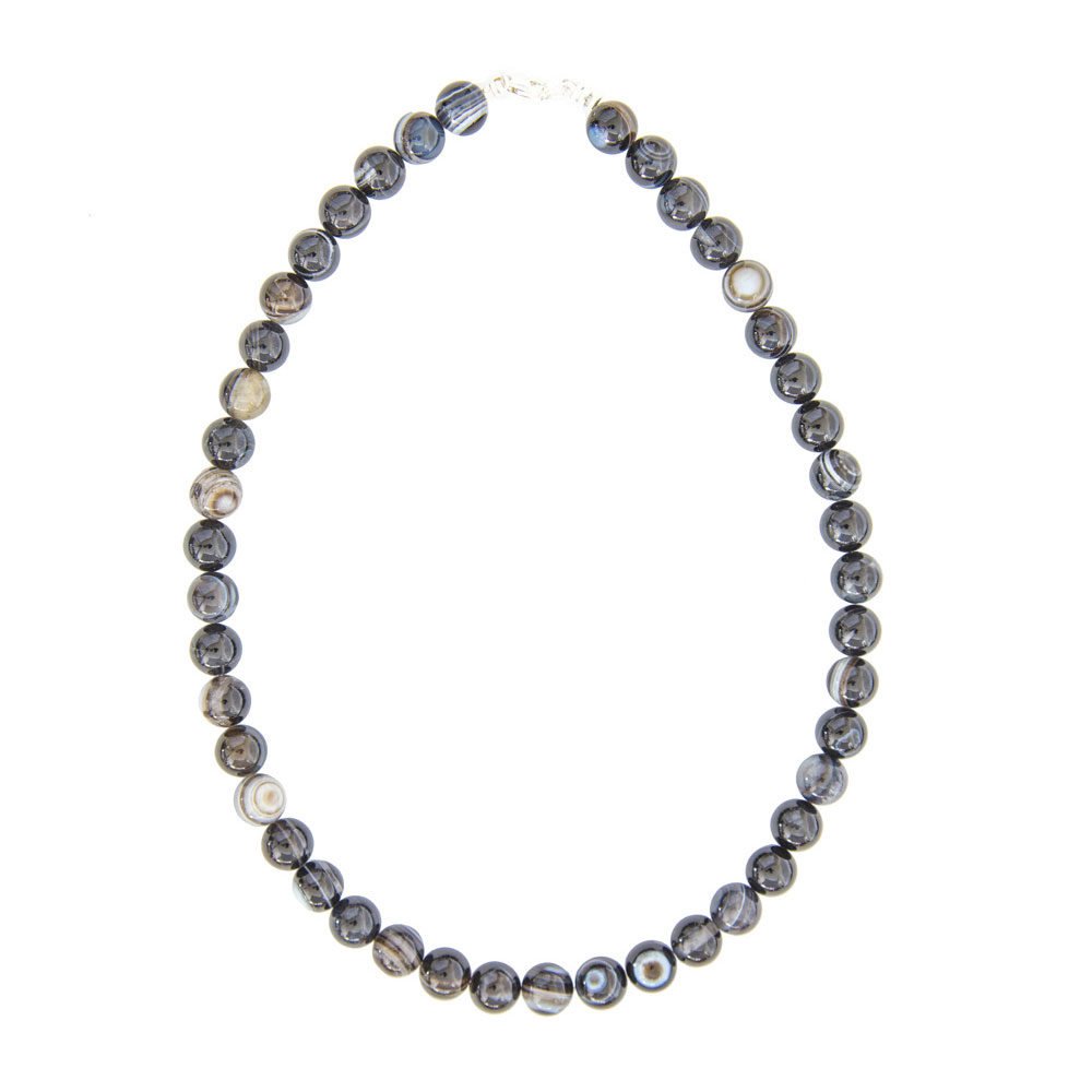 collar agata negra zona piedras bolas 10mm