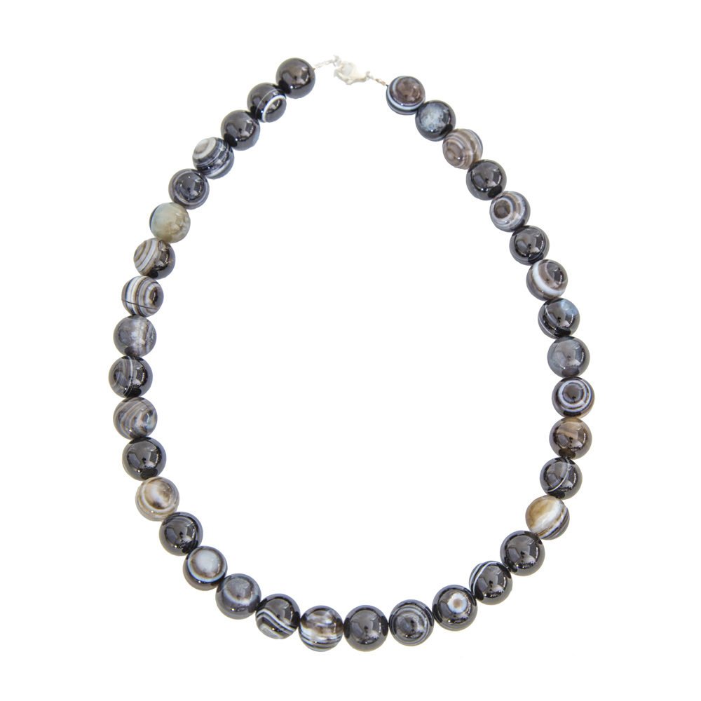 collar agata negra zona piedras bolas 12mm