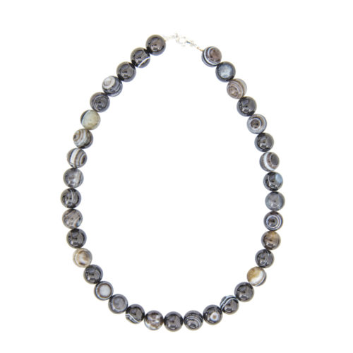collar agata negra zona piedras bolas 12mm