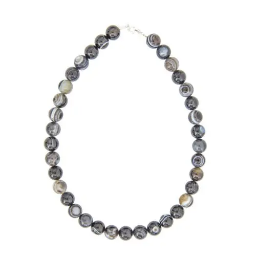 collar agata negra zona piedras bolas 12mm