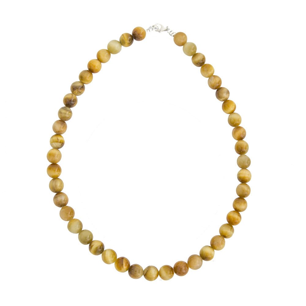 collar ojo de tigre dorado piedras bolas 10mm