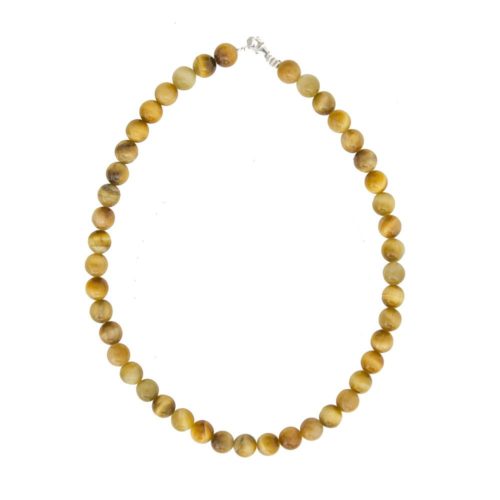 collar ojo de tigre dorado piedras bolas 10mm