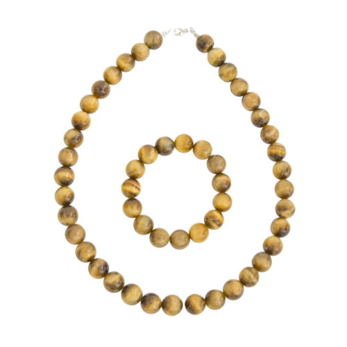 caja ojo de tigre dorado piedras bolas 12mm