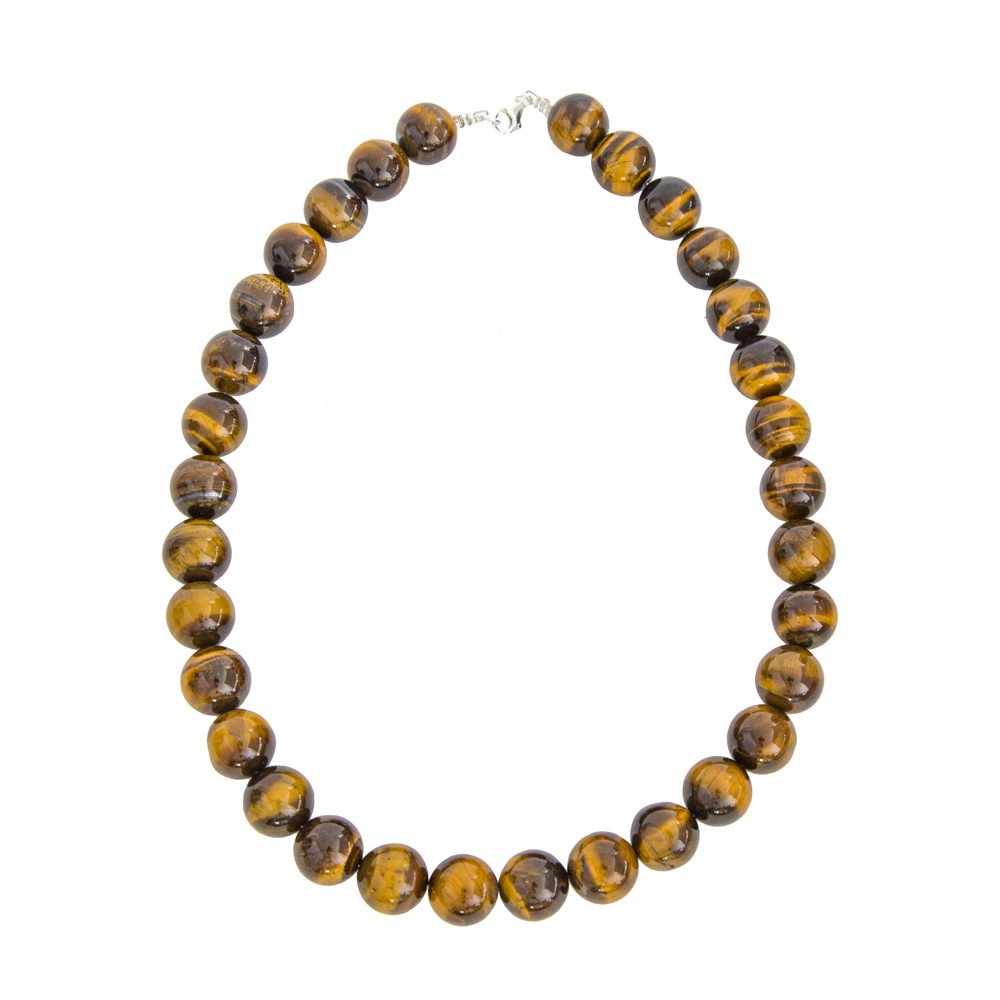 collar ojo de tigre piedras bolas 14mm