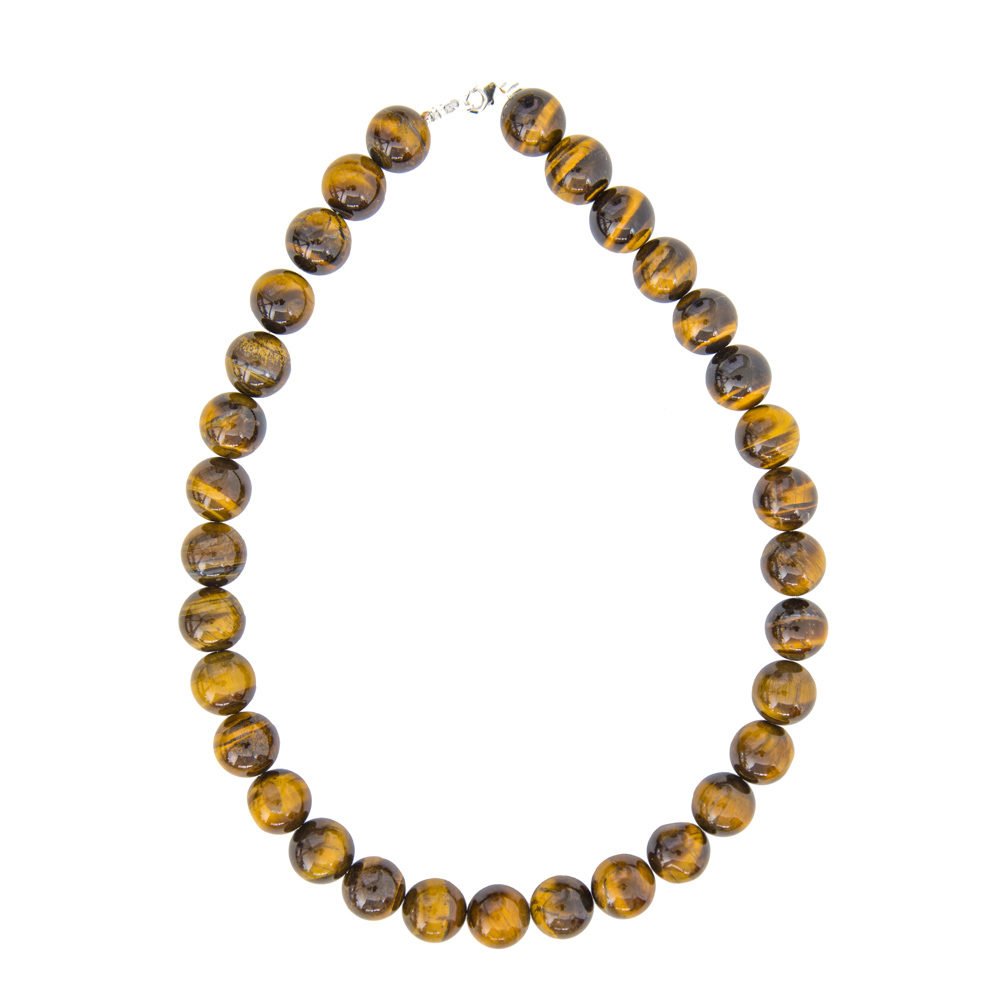 collar ojo de tigre piedras bolas 14mm