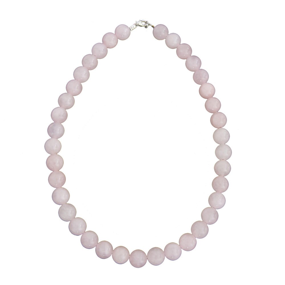 collar cuarzo rosa piedras bolas 12mm