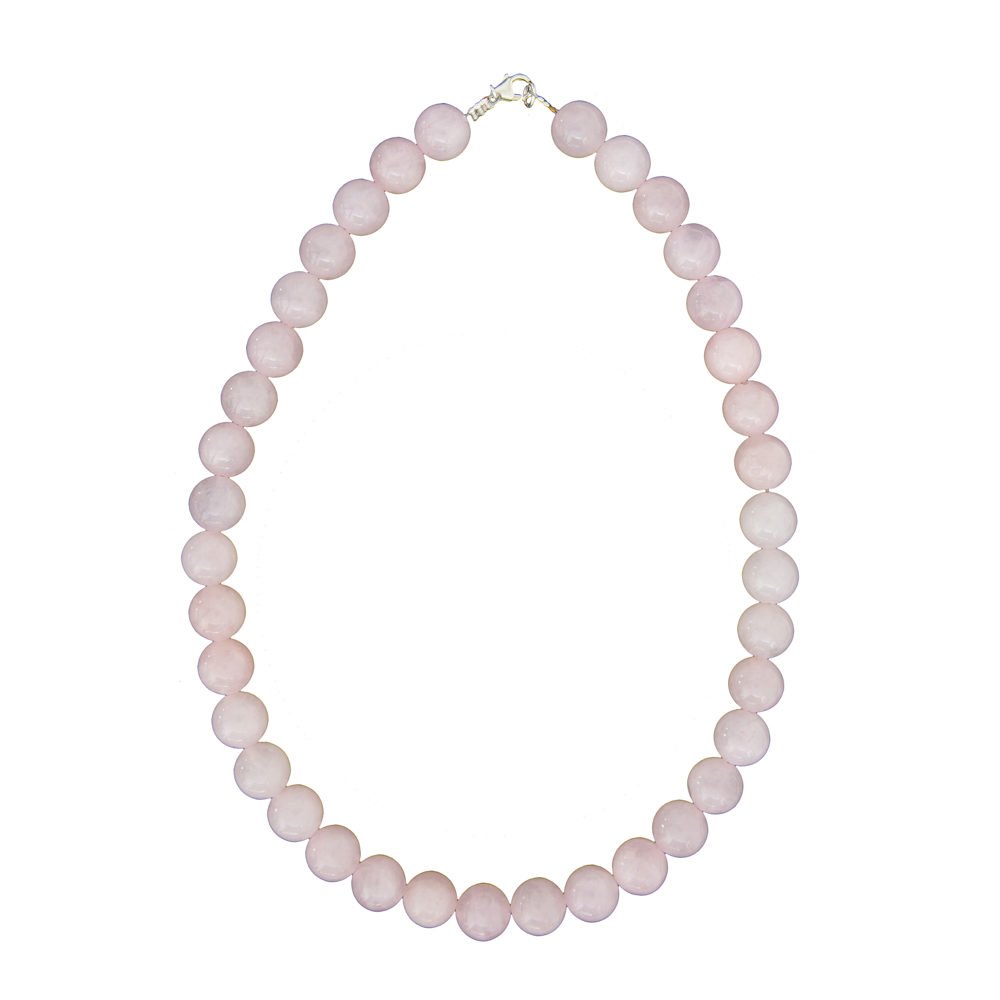 collar cuarzo rosa piedras bolas 12mm