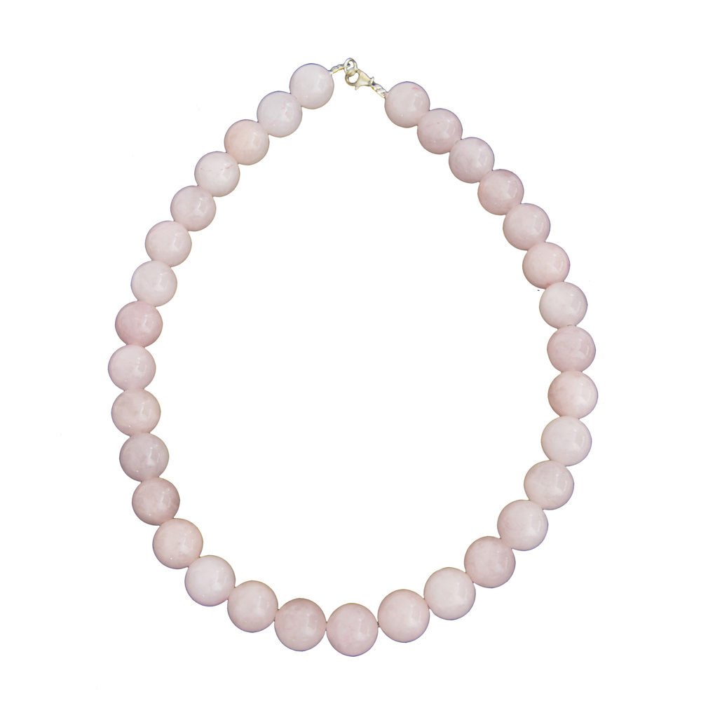 collar cuarzo rosa piedras bolas 14mm