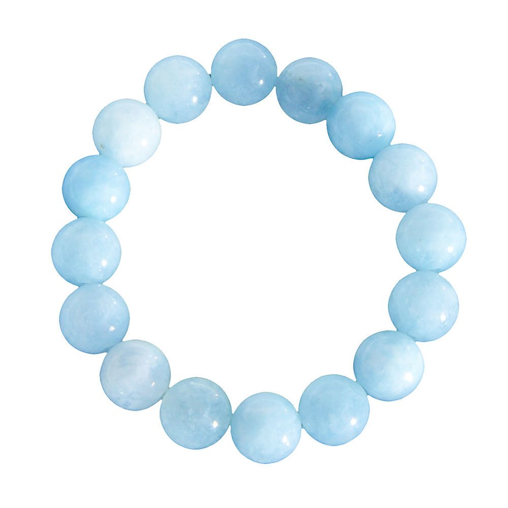 pulsera aguamarina piedras bolas 12mm