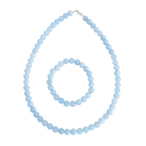 juego aguamarina piedras bolas 8mm