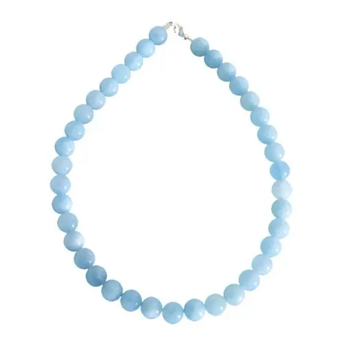 collar aguamarina piedras bolas 12mm