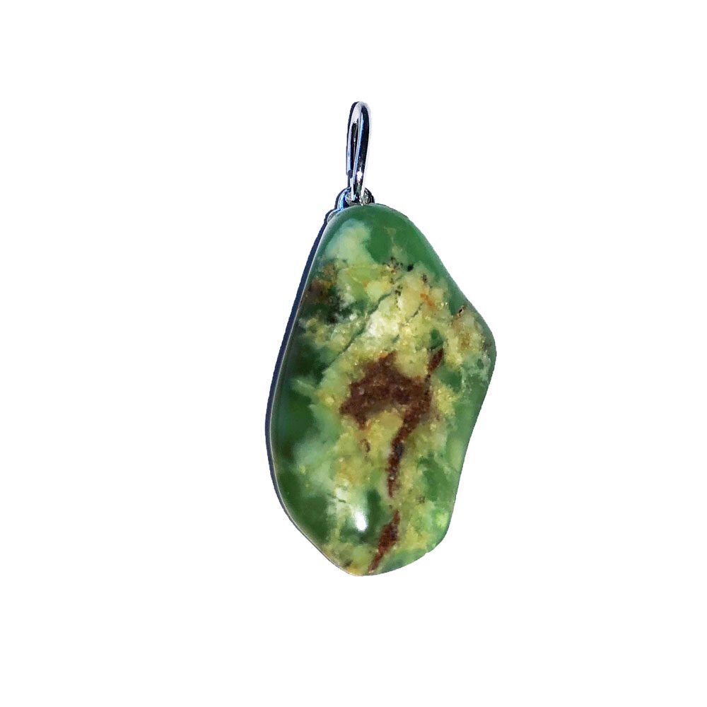 colgante crisoprasa piedra rodada