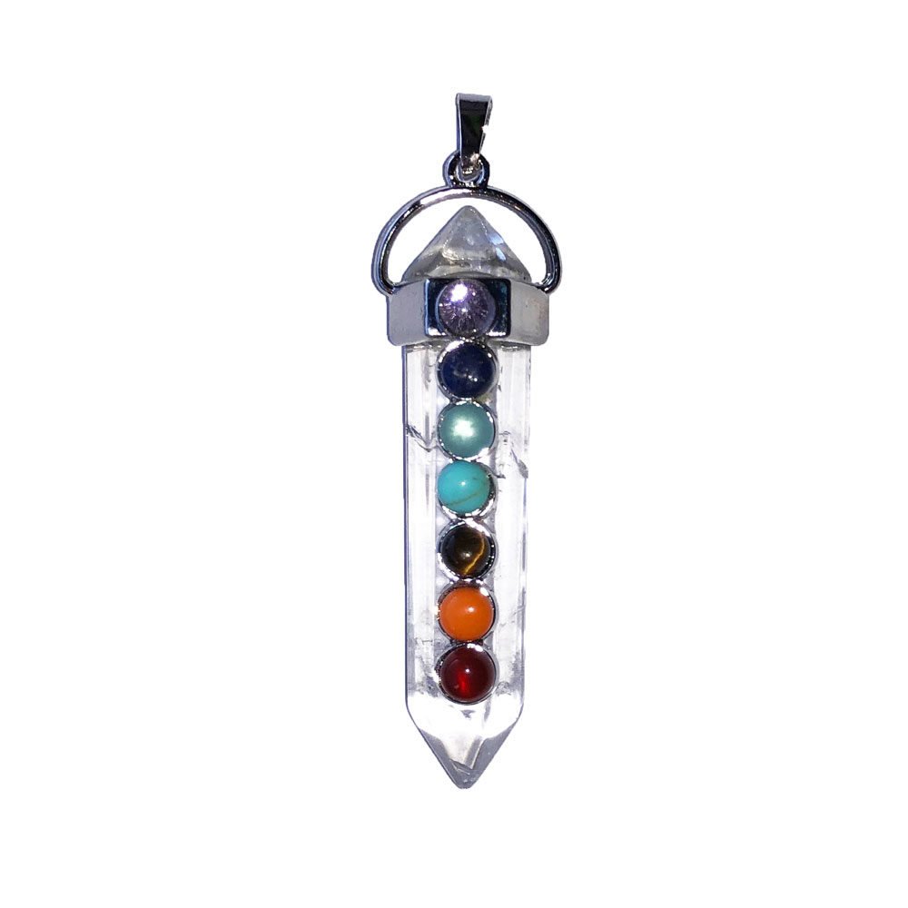 colgante cristal de roca 7 chakras