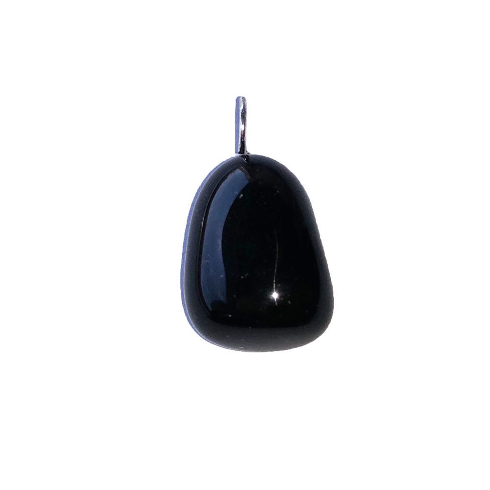 colgante obsidiana negra piedra rodada