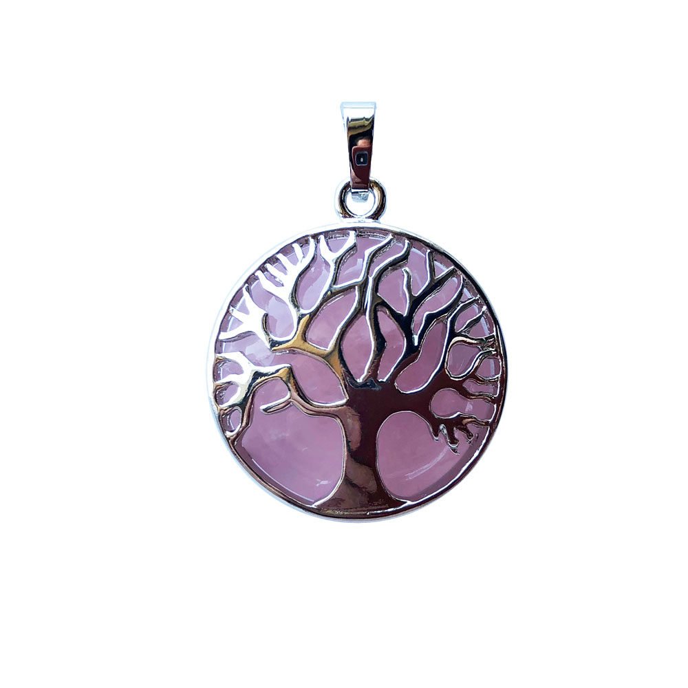 colgante cuarzo rosa árbol de la vida