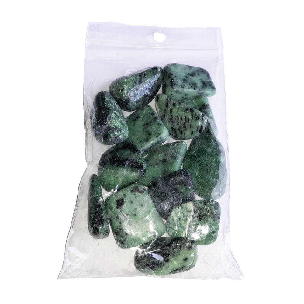 bolsa piedras rodadas rubí sobre zoisita