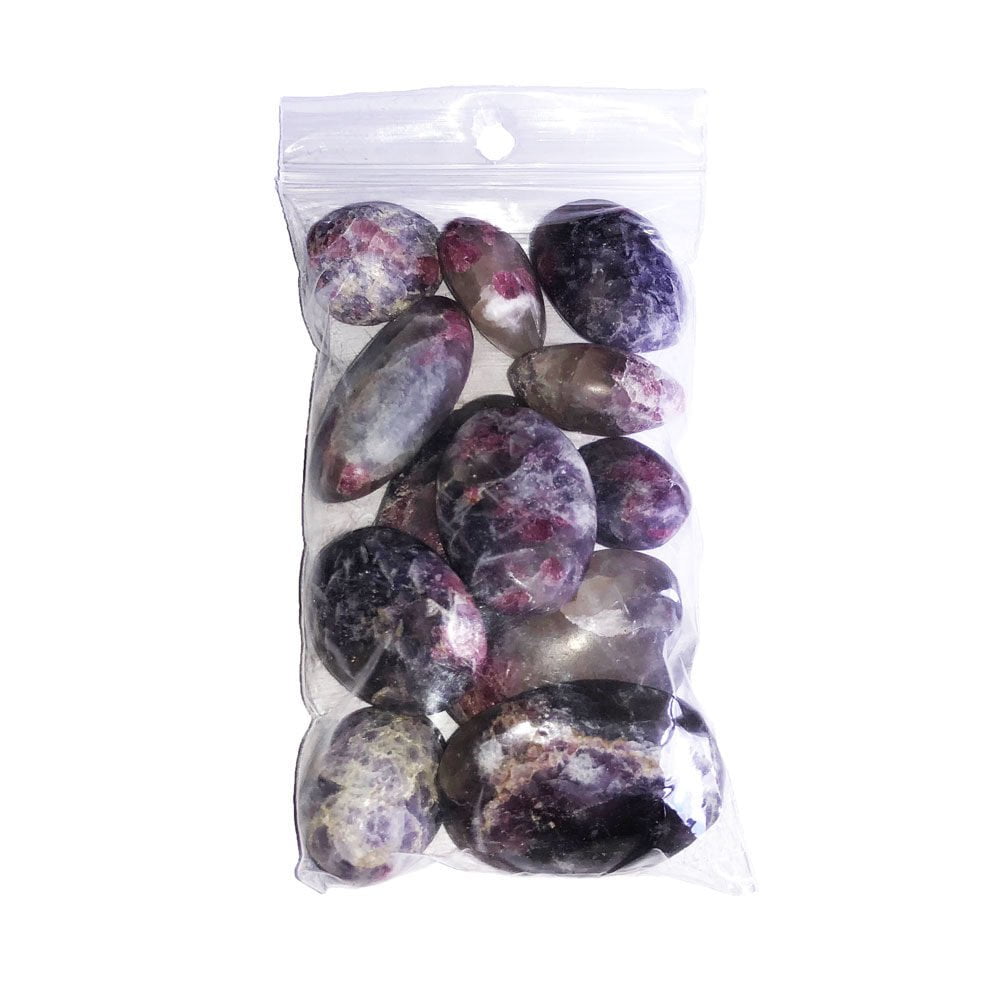 bolsa piedras rodadas turmalina rosa sobre anhidrita