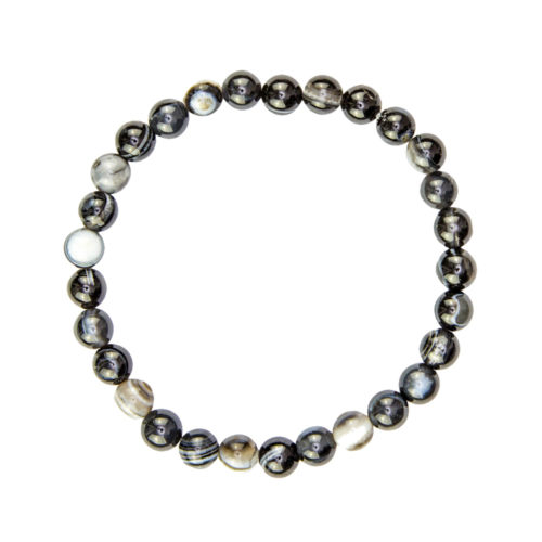 pulsera agata zona negra piedras bolas 8mm
